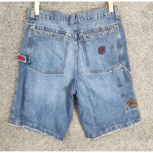 VTG JNCO Jean Shorts 35X12 Blue Crown Skater Streetwear Crown Wide Leg Baggy Y2k - Picture 11 of 16